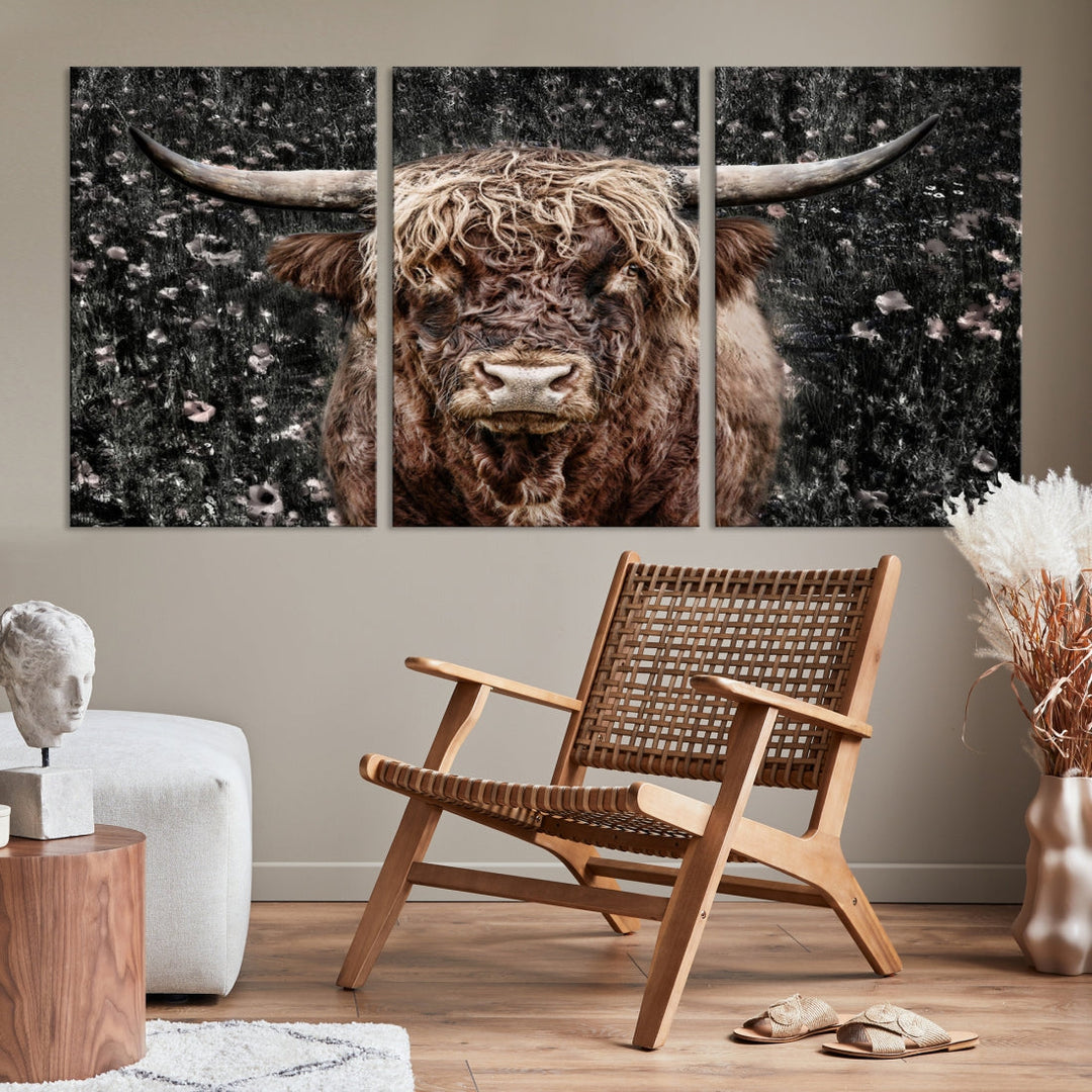 Highland Cow Photography Canvas Wall Art Print Animal Wall Art Painting Large Cow Canvas Print Home Office Ranch Farm