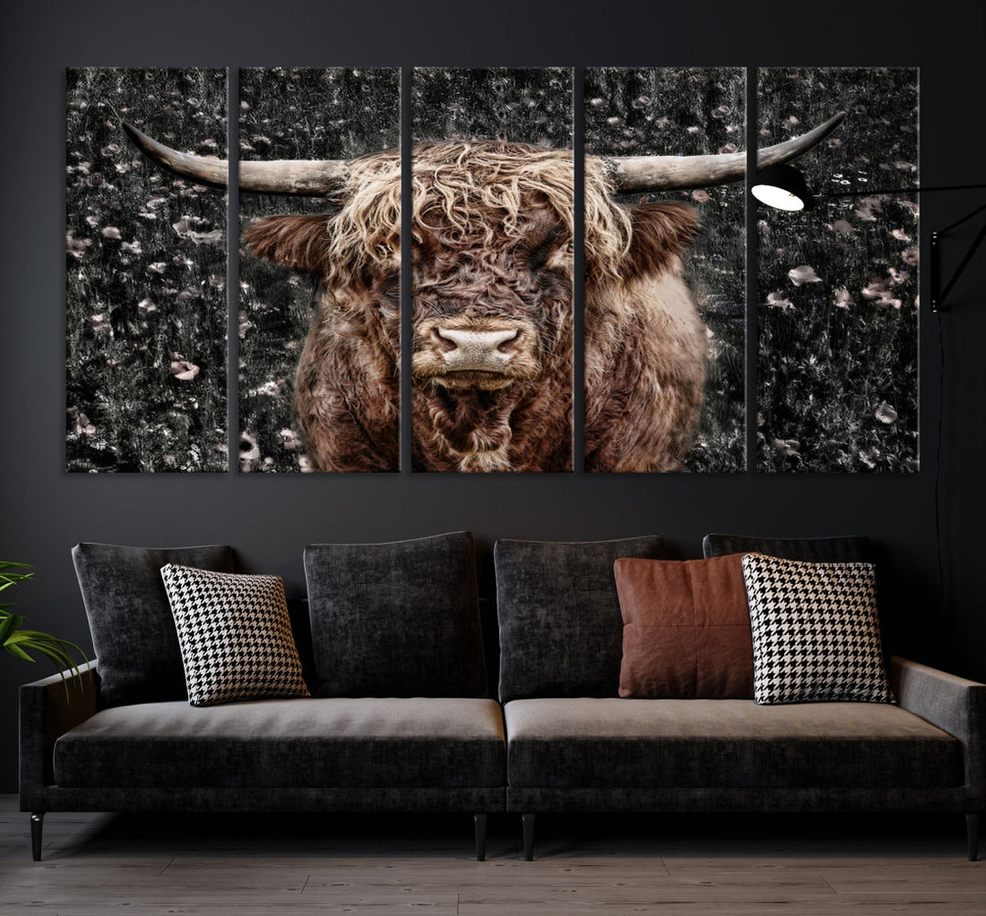 Highland Cow Photography Canvas Wall Art Print Animal Wall Art Painting Large Cow Canvas Print Home Office Ranch Farm