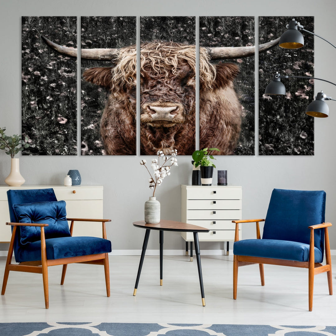 Highland Cow Photography Canvas Wall Art Print Animal Wall Art Painting Large Cow Canvas Print Home Office Ranch Farm