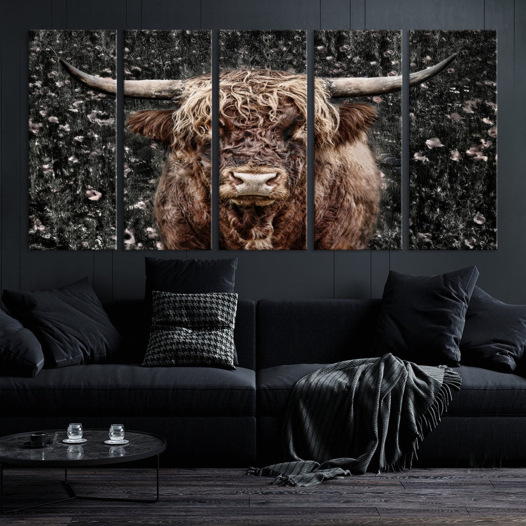 Highland Cow Photography Canvas Wall Art Print Animal Wall Art Painting Large Cow Canvas Print Home Office Ranch Farm