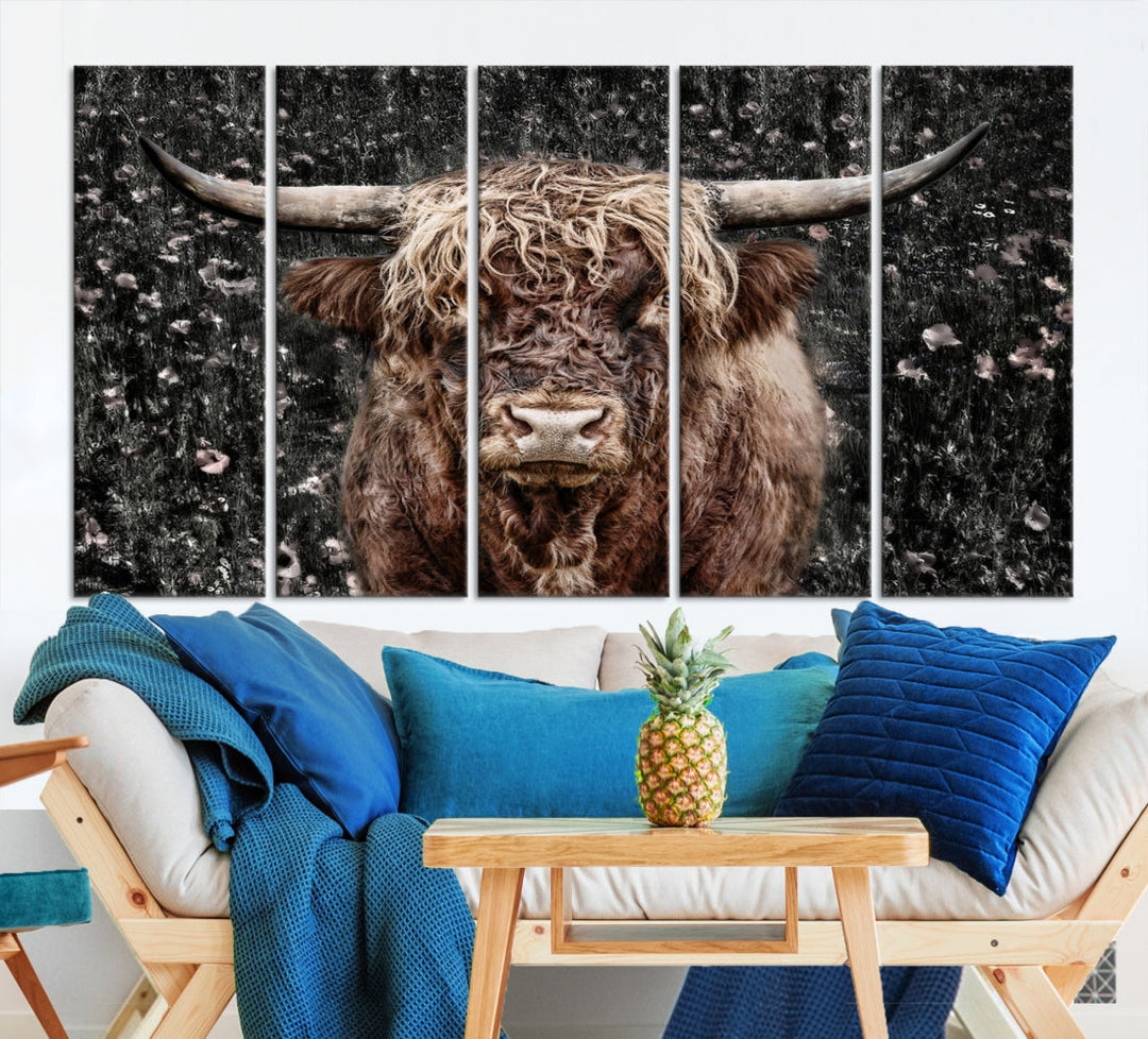 Highland Cow Photography Canvas Wall Art Print Animal Wall Art Painting Large Cow Canvas Print Home Office Ranch Farm