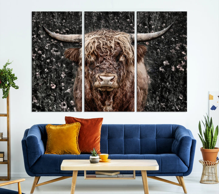 Highland Cow Photography Canvas Wall Art Print Animal Wall Art Painting Large Cow Canvas Print Home Office Ranch Farm