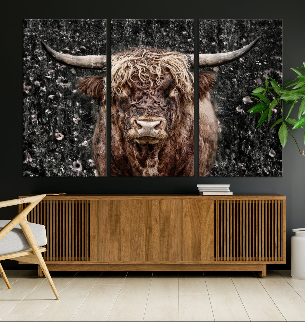 Highland Cow Photography Canvas Wall Art Print Animal Wall Art Painting Large Cow Canvas Print Home Office Ranch Farm