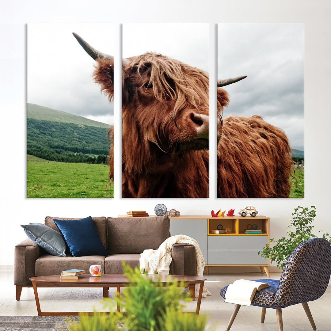 Highland Cow Picture Print Canvas Wall Art Large Wall Decor Ready to Hang