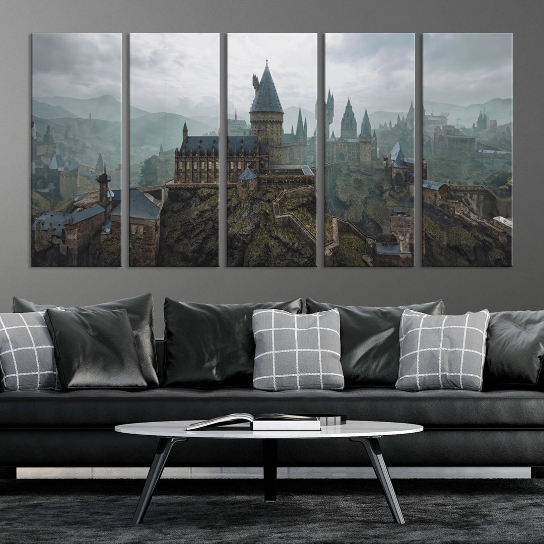 Hogwarts Castle Canvas Wall Art - Majestic Wizarding School Landscape, Perfect for Harry Potter Fans, Ready to Hang Fantasy Art Decor