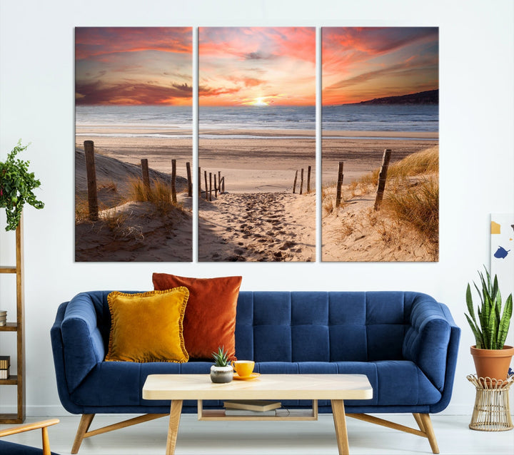 Holiday Beach Sea Ocean Sunset Extra Large Wall Art Giclee Canvas Print