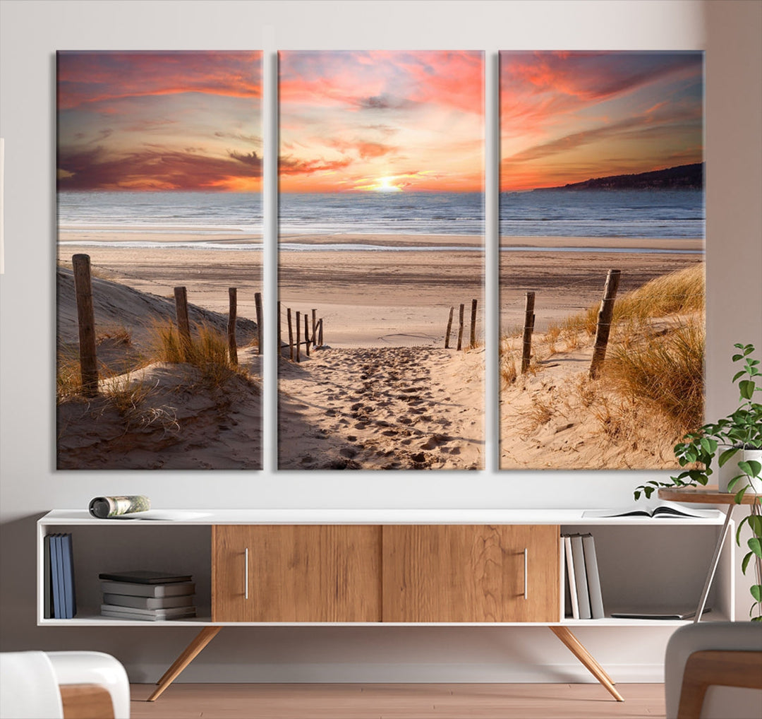 Holiday Beach Sea Ocean Sunset Extra Large Wall Art Giclee Canvas Print