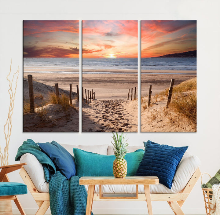 Holiday Beach Sea Ocean Sunset Extra Large Wall Art Giclee Canvas Print