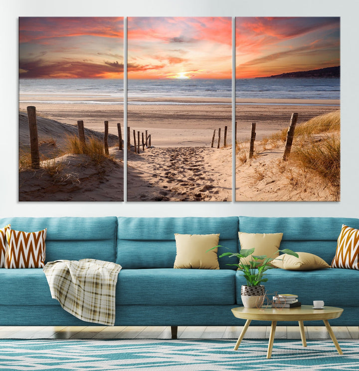 Holiday Beach Sea Ocean Sunset Extra Large Wall Art Giclee Canvas Print