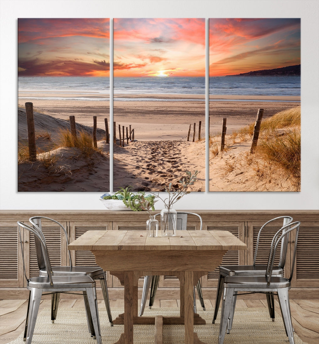 Holiday Beach Sea Ocean Sunset Extra Large Wall Art Giclee Canvas Print