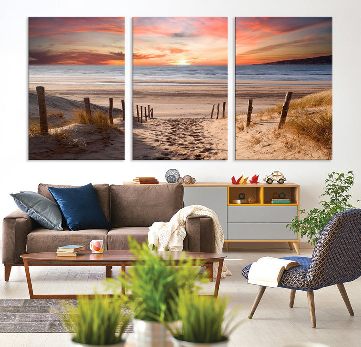 Holiday Beach Sea Ocean Sunset Extra Large Wall Art Giclee Canvas Print