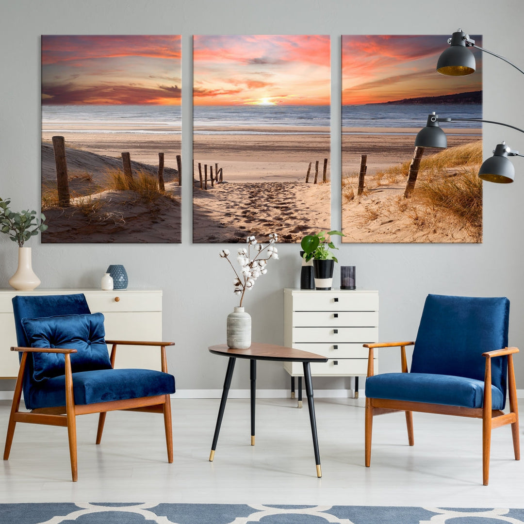 Holiday Beach Sea Ocean Sunset Extra Large Wall Art Giclee Canvas Print