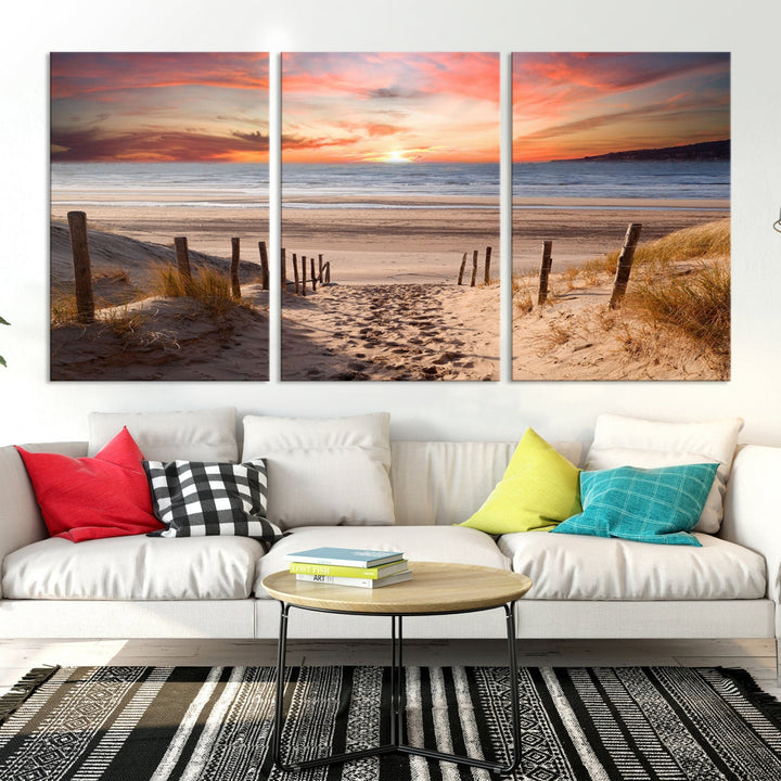 Holiday Beach Sea Ocean Sunset Extra Large Wall Art Giclee Canvas Print