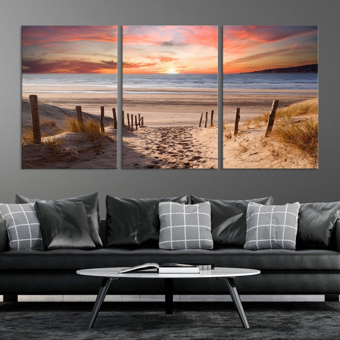 Holiday Beach Sea Ocean Sunset Extra Large Wall Art Giclee Canvas Print