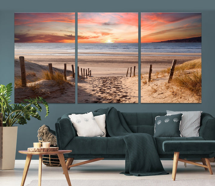 Holiday Beach Sea Ocean Sunset Extra Large Wall Art Giclee Canvas Print