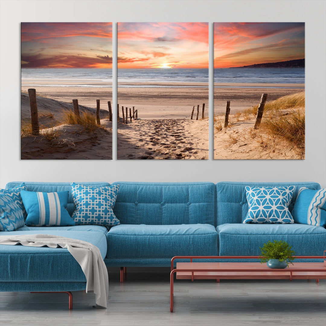 Holiday Beach Sea Ocean Sunset Extra Large Wall Art Giclee Canvas Print