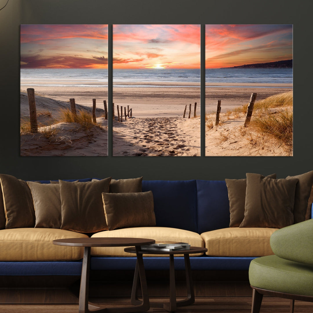 Holiday Beach Sea Ocean Sunset Extra Large Wall Art Giclee Canvas Print