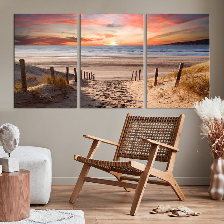 Holiday Beach Sea Ocean Sunset Extra Large Wall Art Giclee Canvas Print