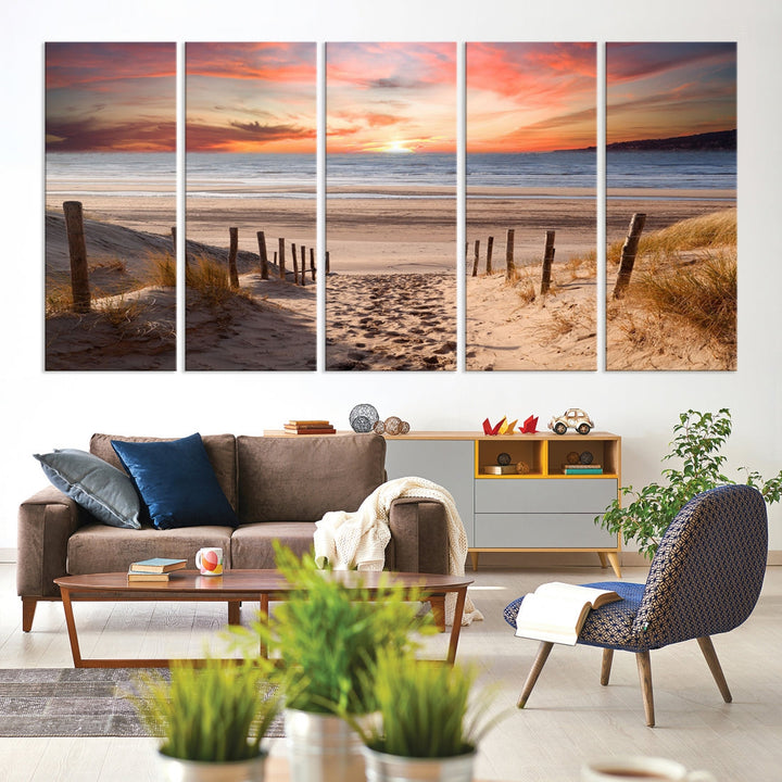 Holiday Beach Sea Ocean Sunset Extra Large Wall Art Giclee Canvas Print