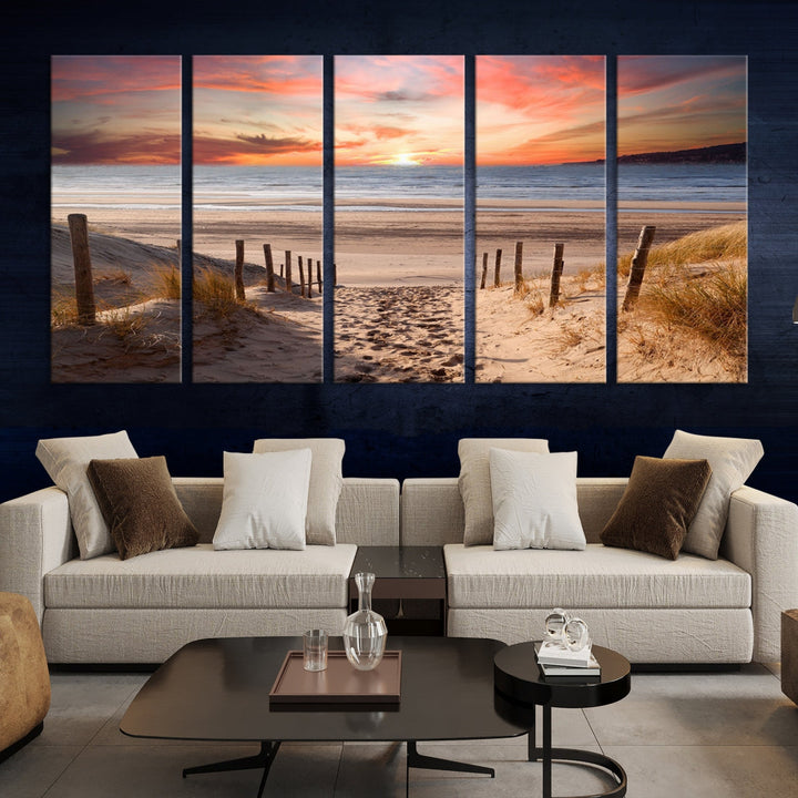 Holiday Beach Sea Ocean Sunset Extra Large Wall Art Giclee Canvas Print