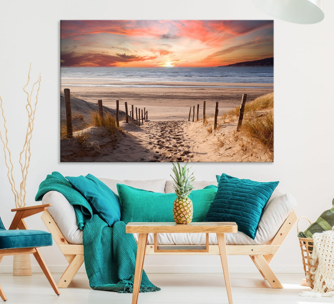 Holiday Beach Sea Ocean Sunset Extra Large Wall Art Giclee Canvas Print