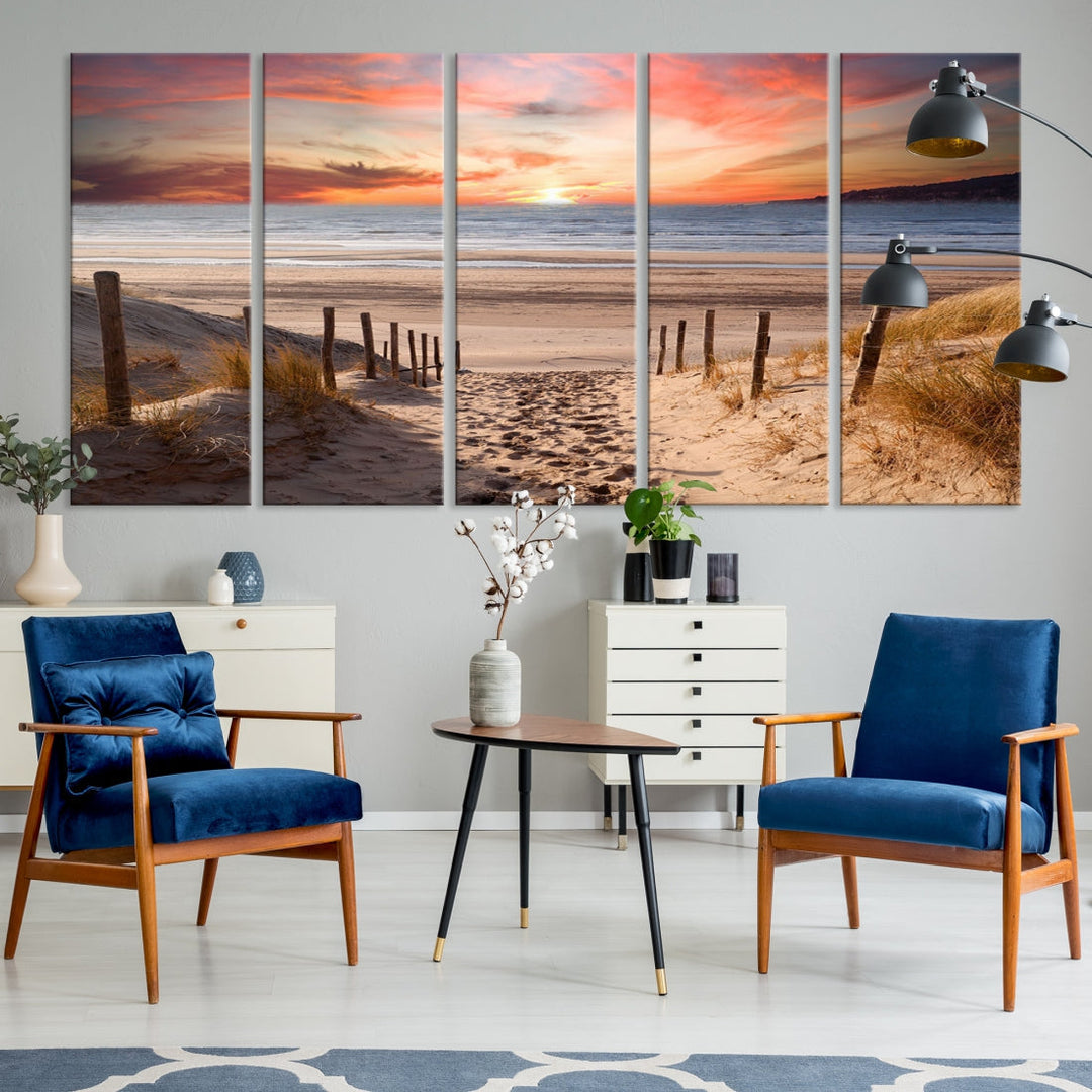 Holiday Beach Sea Ocean Sunset Extra Large Wall Art Giclee Canvas Print