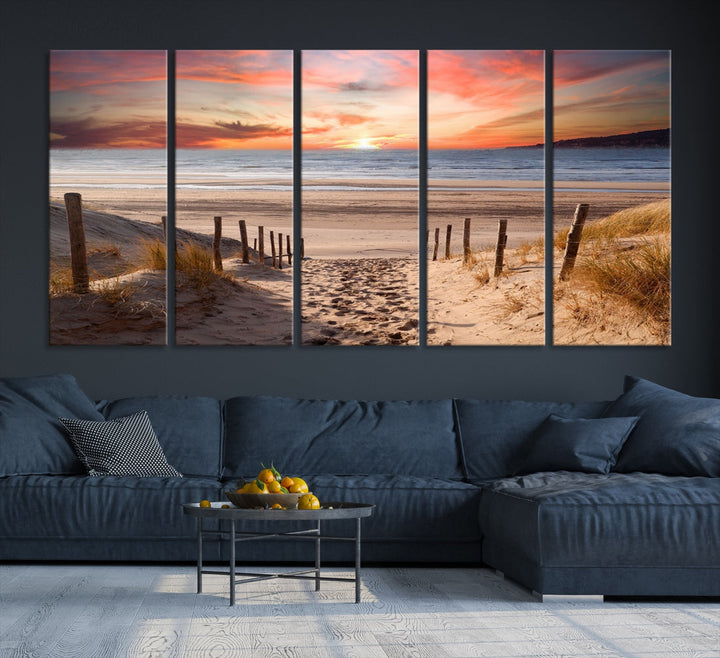 Holiday Beach Sea Ocean Sunset Extra Large Wall Art Giclee Canvas Print