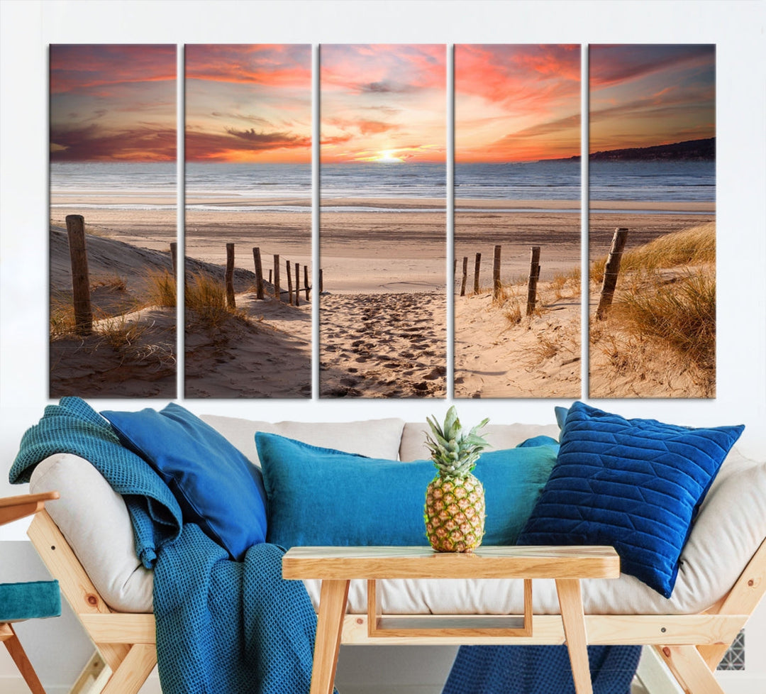 Holiday Beach Sea Ocean Sunset Extra Large Wall Art Giclee Canvas Print