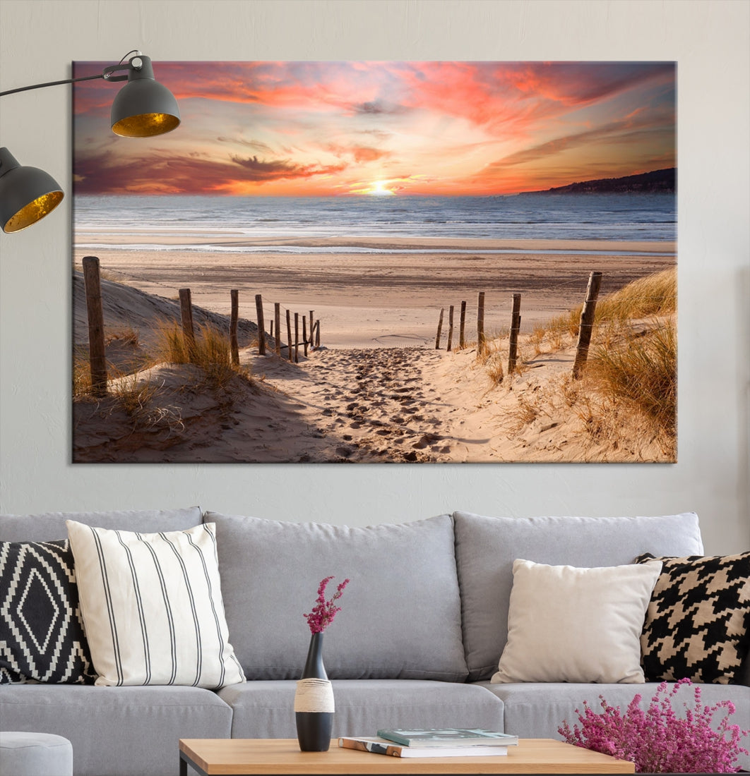 Holiday Beach Sea Ocean Sunset Extra Large Wall Art Giclee Canvas Print