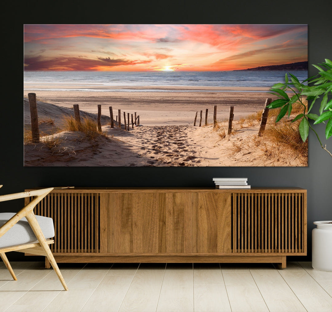 Holiday Beach Sea Ocean Sunset Extra Large Wall Art Giclee Canvas Print