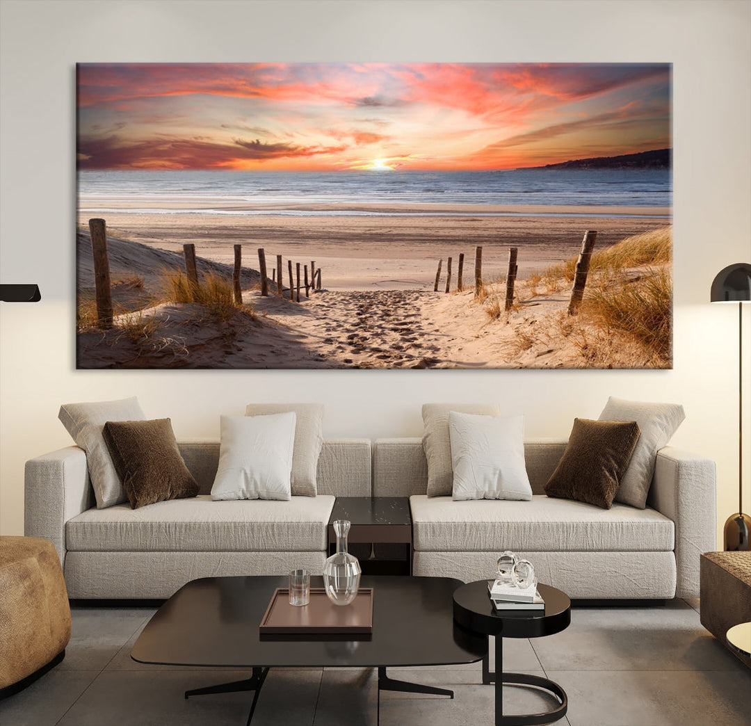 Holiday Beach Sea Ocean Sunset Extra Large Wall Art Giclee Canvas Print