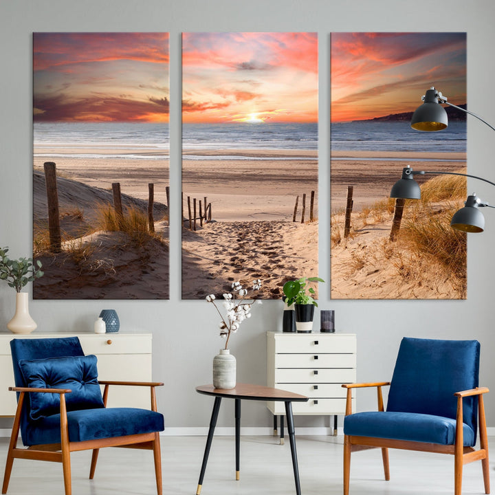 Holiday Beach Sea Ocean Sunset Extra Large Wall Art Giclee Canvas Print