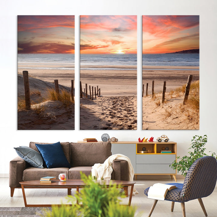 Holiday Beach Sea Ocean Sunset Extra Large Wall Art Giclee Canvas Print