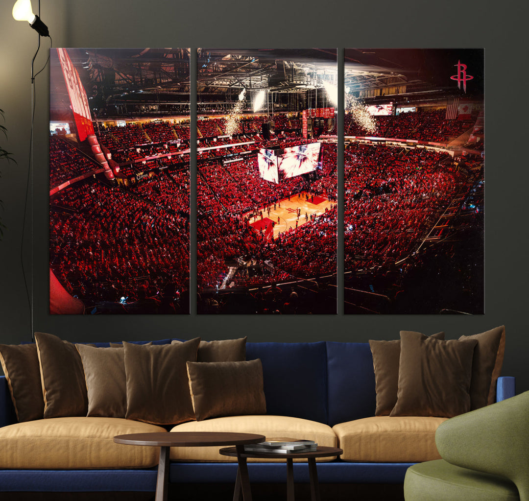 Houston Rockets Basketball Stadium Wall Art Canvas Print, Toyota Center Wall Art Print NBA Basketball Wall Art Print, Basketball Lover Gift