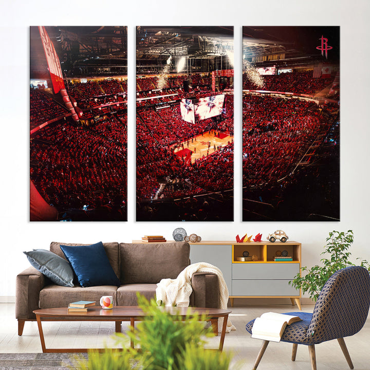 Houston Rockets Basketball Stadium Wall Art Canvas Print, Toyota Center Wall Art Print NBA Basketball Wall Art Print, Basketball Lover Gift