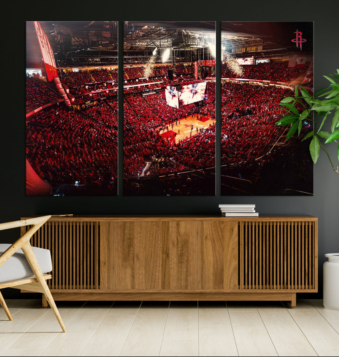 Houston Rockets Basketball Stadium Wall Art Canvas Print, Toyota Center Wall Art Print NBA Basketball Wall Art Print, Basketball Lover Gift