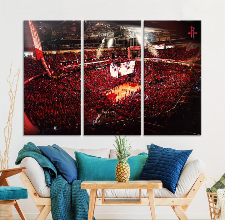 Houston Rockets Basketball Stadium Wall Art Canvas Print, Toyota Center Wall Art Print NBA Basketball Wall Art Print, Basketball Lover Gift