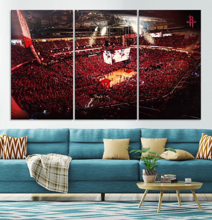 Houston Rockets Basketball Stadium Wall Art Canvas Print, Toyota Center Wall Art Print NBA Basketball Wall Art Print, Basketball Lover Gift