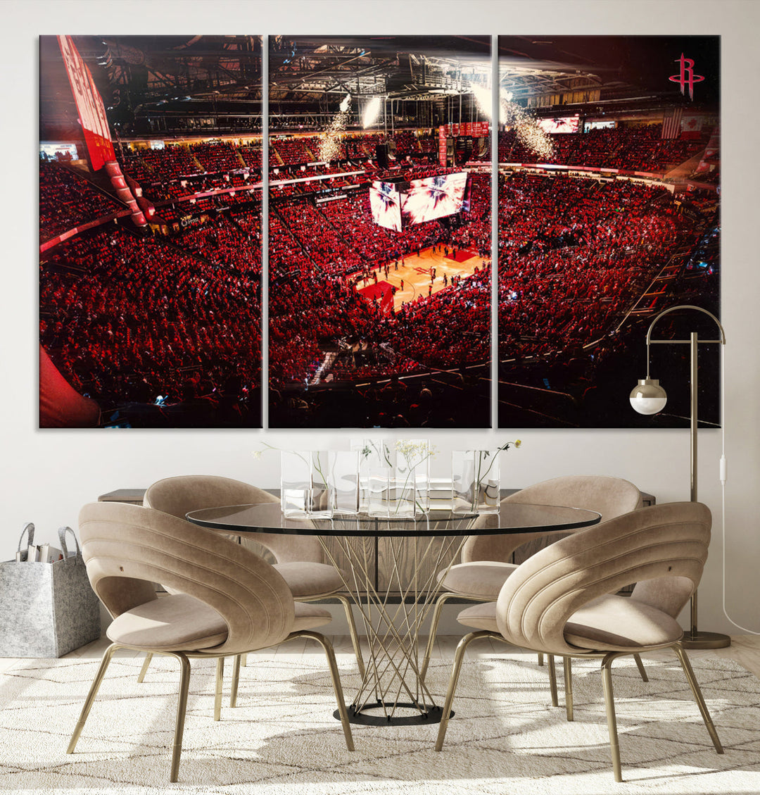 Houston Rockets Basketball Stadium Wall Art Canvas Print, Toyota Center Wall Art Print NBA Basketball Wall Art Print, Basketball Lover Gift