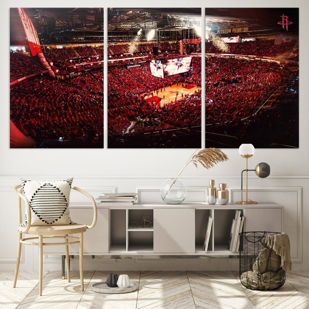 Houston Rockets Basketball Stadium Wall Art Canvas Print, Toyota Center Wall Art Print NBA Basketball Wall Art Print, Basketball Lover Gift