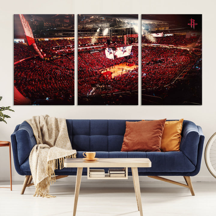 Houston Rockets Basketball Stadium Wall Art Canvas Print, Toyota Center Wall Art Print NBA Basketball Wall Art Print, Basketball Lover Gift