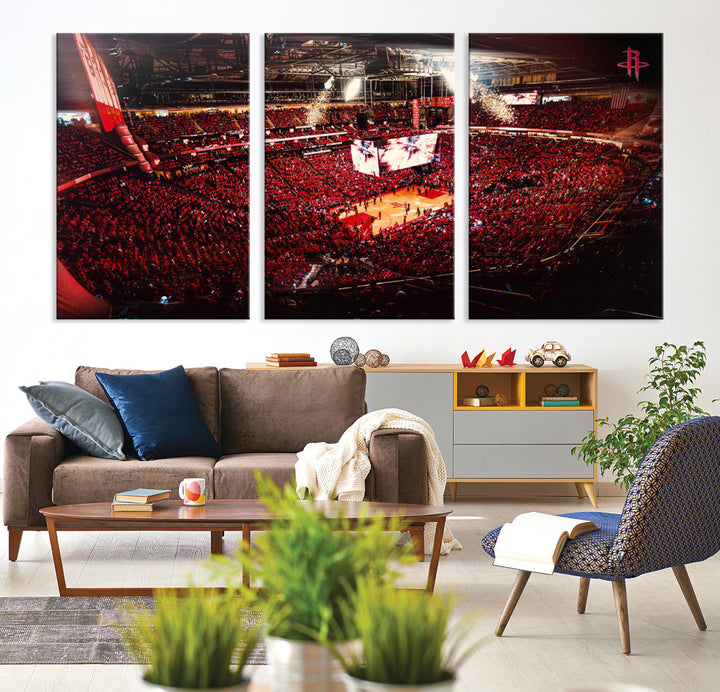 Houston Rockets Basketball Stadium Wall Art Canvas Print, Toyota Center Wall Art Print NBA Basketball Wall Art Print, Basketball Lover Gift