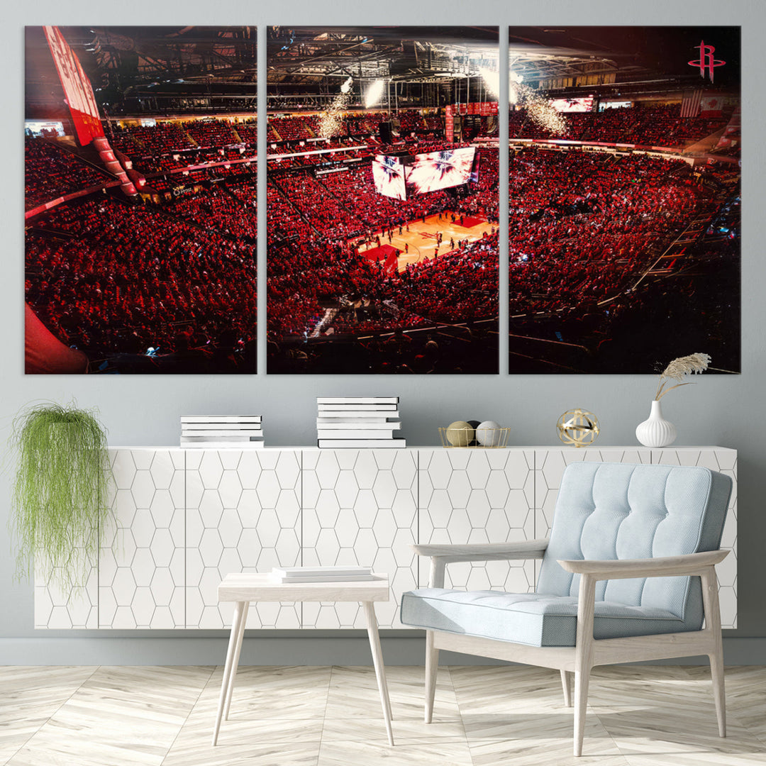 Houston Rockets Basketball Stadium Wall Art Canvas Print, Toyota Center Wall Art Print NBA Basketball Wall Art Print, Basketball Lover Gift