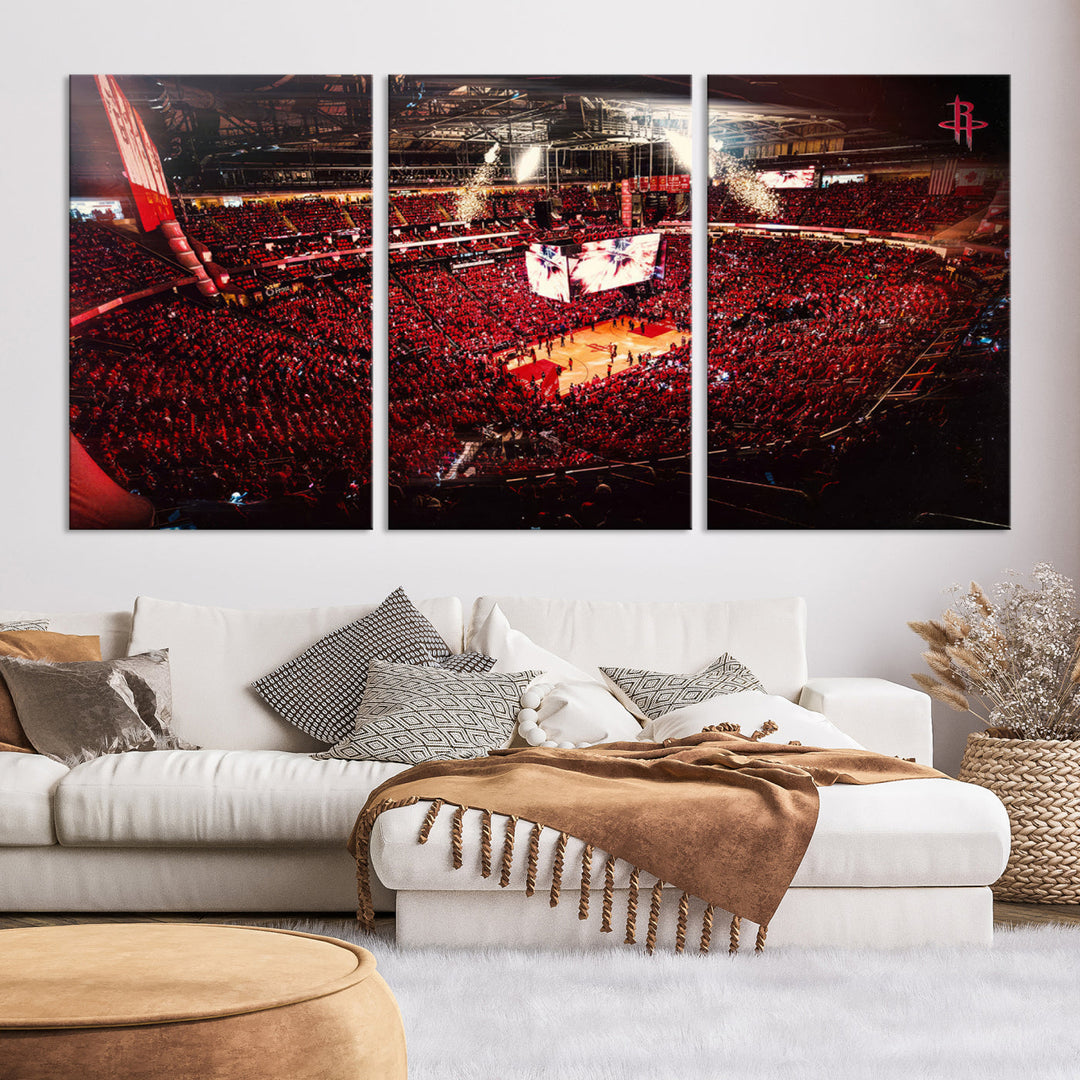 Houston Rockets Basketball Stadium Wall Art Canvas Print, Toyota Center Wall Art Print NBA Basketball Wall Art Print, Basketball Lover Gift