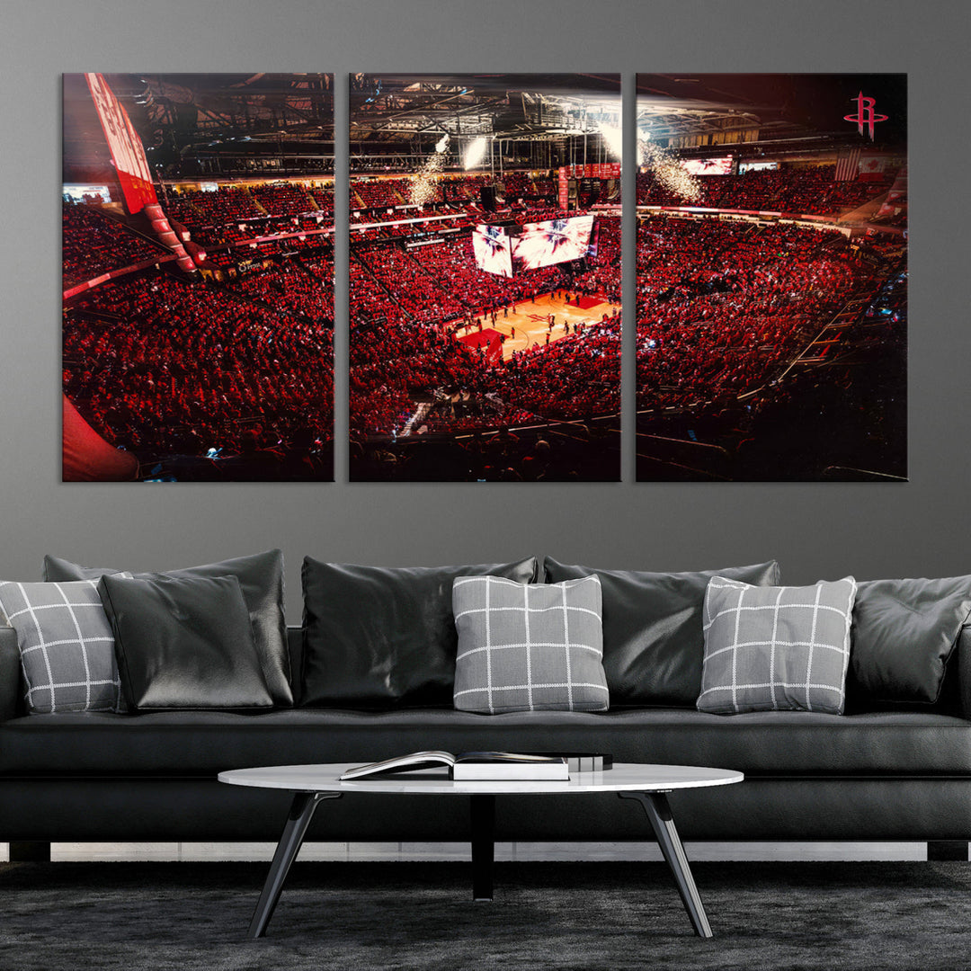 Houston Rockets Basketball Stadium Wall Art Canvas Print, Toyota Center Wall Art Print NBA Basketball Wall Art Print, Basketball Lover Gift