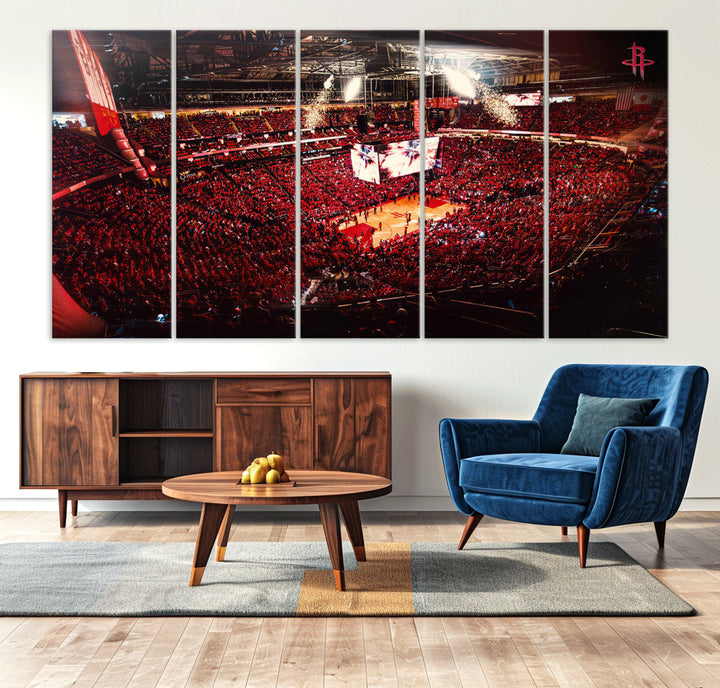 Houston Rockets Basketball Stadium Wall Art Canvas Print, Toyota Center Wall Art Print NBA Basketball Wall Art Print, Basketball Lover Gift