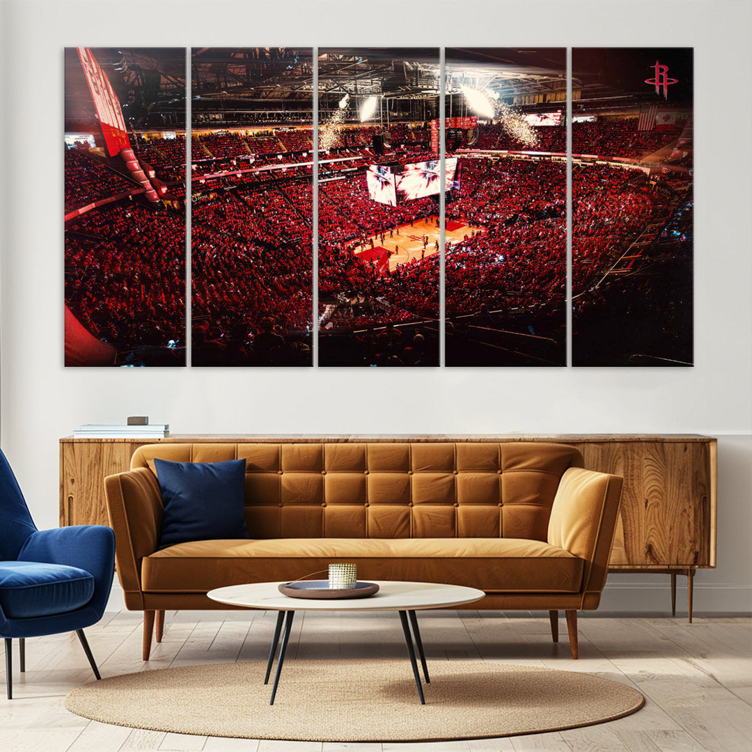 Houston Rockets Basketball Stadium Wall Art Canvas Print, Toyota Center Wall Art Print NBA Basketball Wall Art Print, Basketball Lover Gift