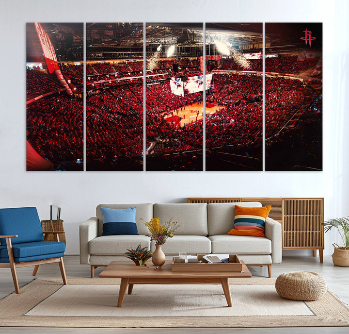 Houston Rockets Basketball Stadium Wall Art Canvas Print, Toyota Center Wall Art Print NBA Basketball Wall Art Print, Basketball Lover Gift