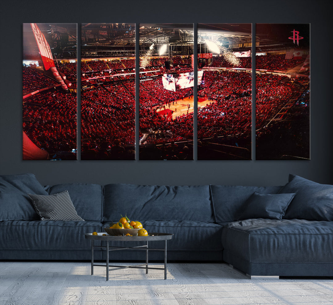 Houston Rockets Basketball Stadium Wall Art Canvas Print, Toyota Center Wall Art Print NBA Basketball Wall Art Print, Basketball Lover Gift