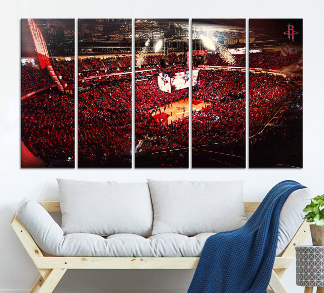 Houston Rockets Basketball Stadium Wall Art Canvas Print, Toyota Center Wall Art Print NBA Basketball Wall Art Print, Basketball Lover Gift